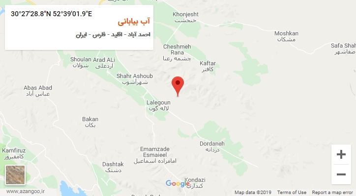 روستای آب بیابانی بر روی نقشه