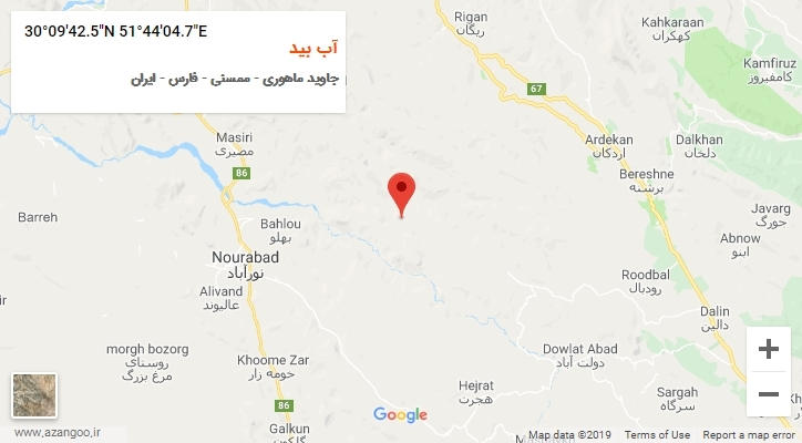 روستای آب بید بر روی نقشه