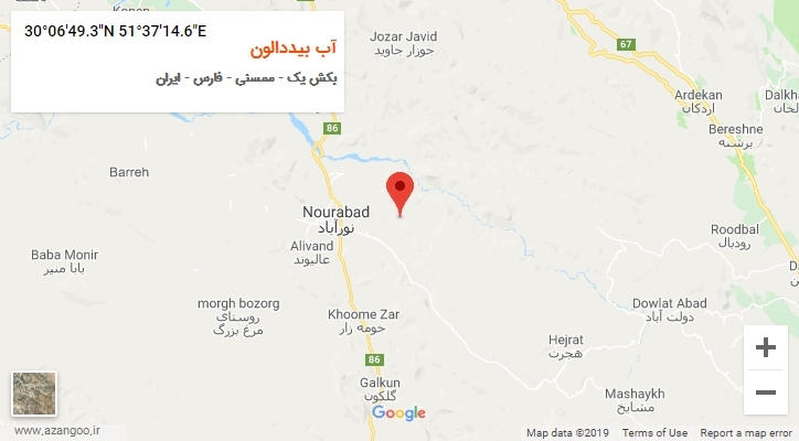 روستای آب بیددالون بر روی نقشه