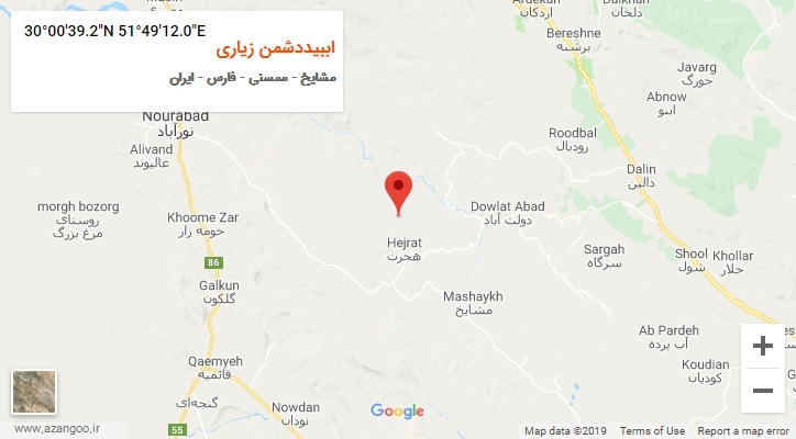 روستای اببیددشمن زیاری بر روی نقشه