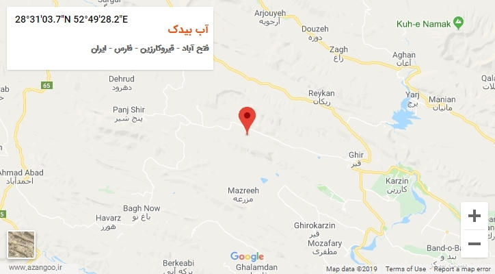 روستای آب بیدک بر روی نقشه