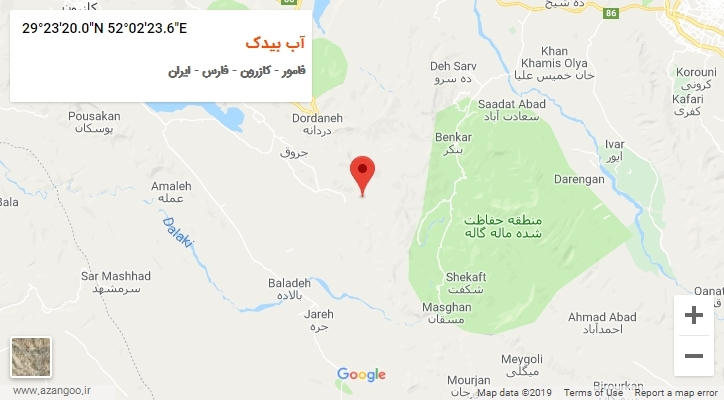 روستای آب بیدک بر روی نقشه