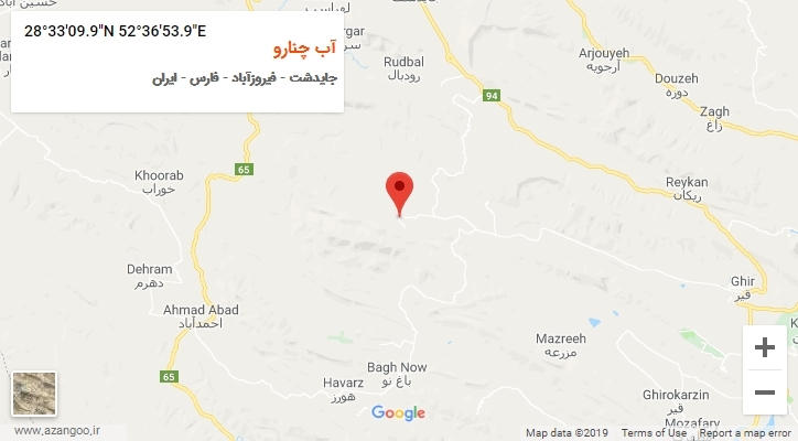 روستای آب چنارو بر روی نقشه