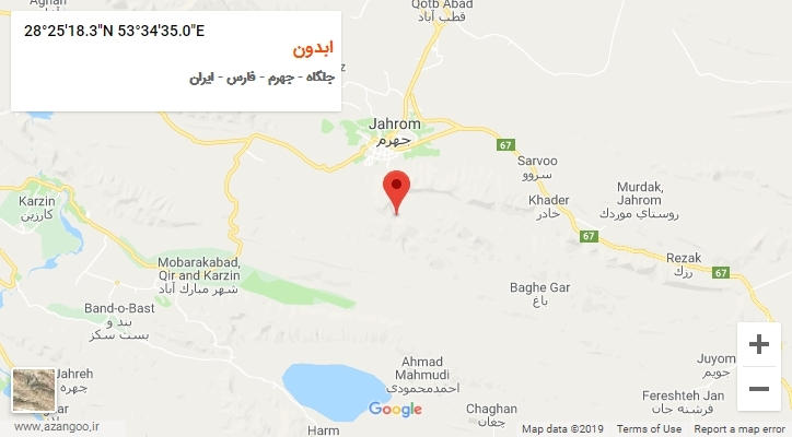 روستای ابدون بر روی نقشه