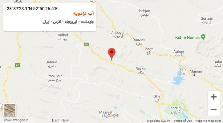 روستای آب دزدویه بر روی نقشه