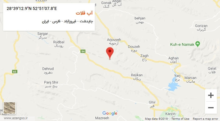روستای آب قلات بر روی نقشه