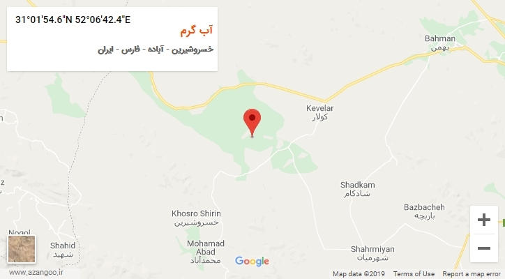 روستای آب گرم بر روی نقشه
