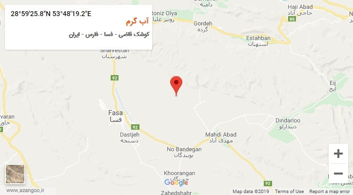 روستای آب گرم بر روی نقشه