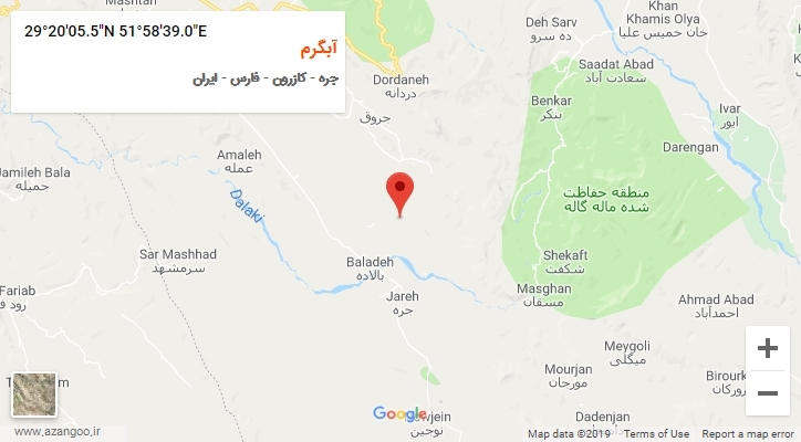 روستای آبگرم بر روی نقشه