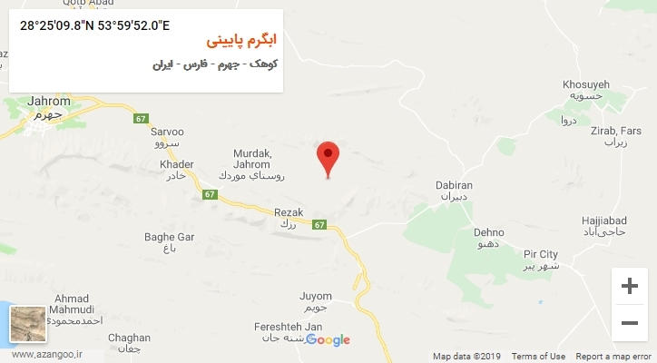 روستای ابگرم پایینی بر روی نقشه