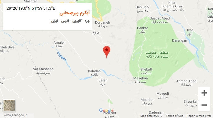 روستای آبگرم پیرصحابی بر روی نقشه