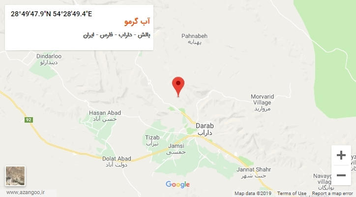 روستای آب گرمو بر روی نقشه