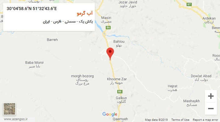 روستای آب گرمو بر روی نقشه