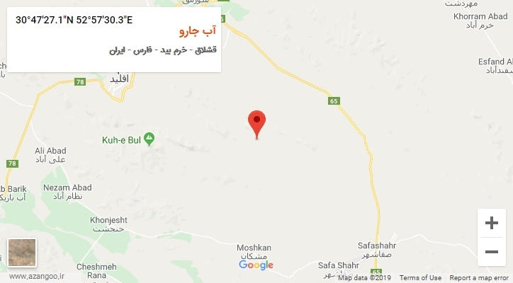 روستای آب جارو بر روی نقشه