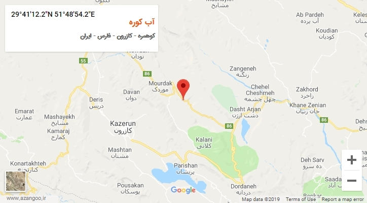 روستای آب کوره بر روی نقشه