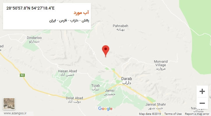 روستای آب مورد بر روی نقشه