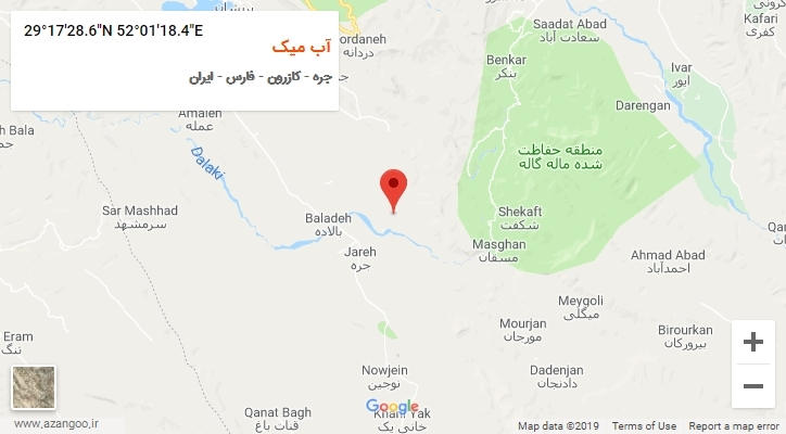 روستای آب میک بر روی نقشه