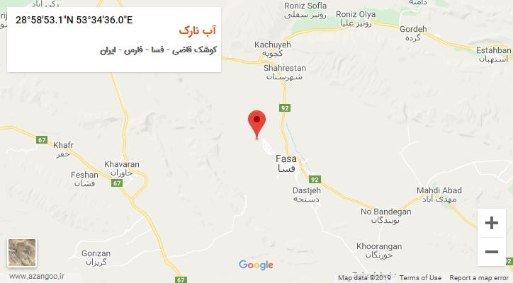 روستای آب نارک بر روی نقشه