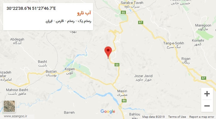 روستای آب نارو بر روی نقشه