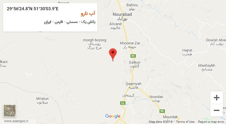 روستای آب نارو بر روی نقشه