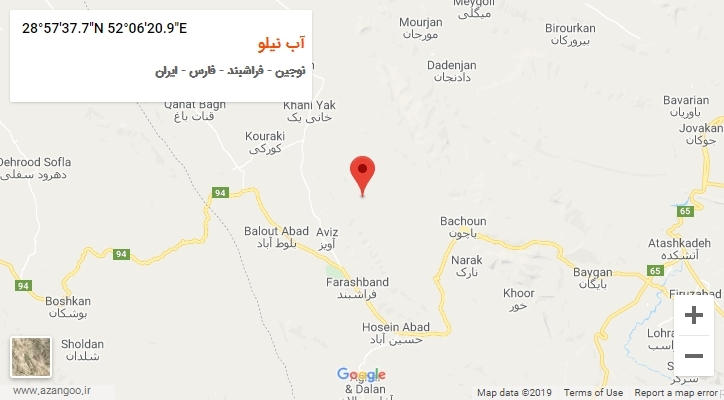 روستای آب نیلو بر روی نقشه