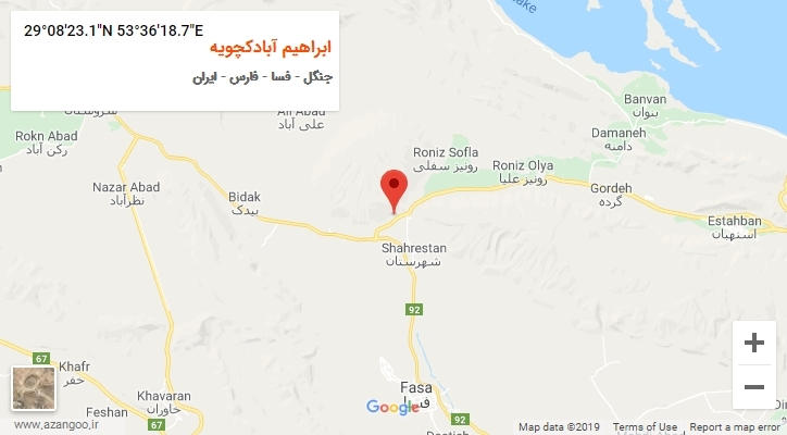 روستای ابراهیم آبادکچویه بر روی نقشه