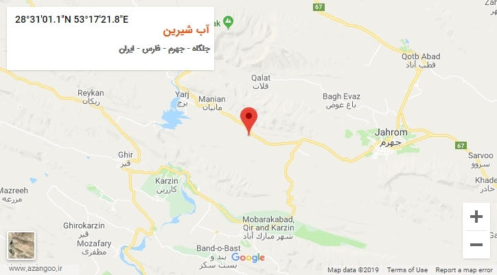روستای آب شیرین بر روی نقشه