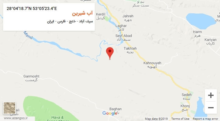 روستای آب شیرین بر روی نقشه
