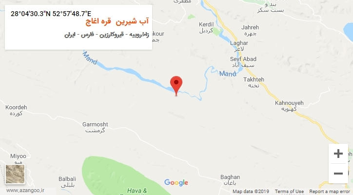 روستای آب شیرین قره اغاج بر روی نقشه