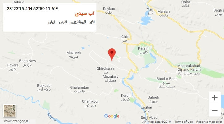 روستای آب سیدی بر روی نقشه