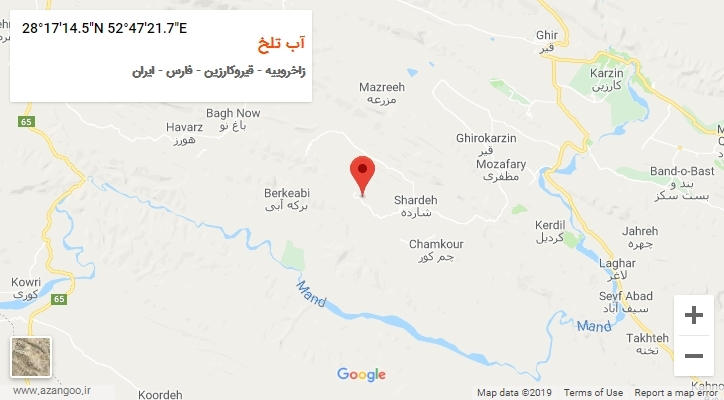 روستای آب تلخ بر روی نقشه
