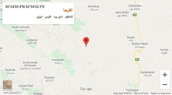 روستای آقارضا بر روی نقشه