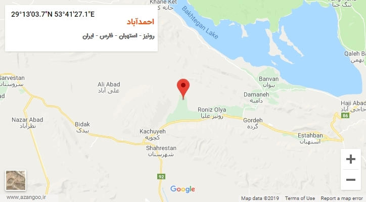 روستای احمدآباد بر روی نقشه