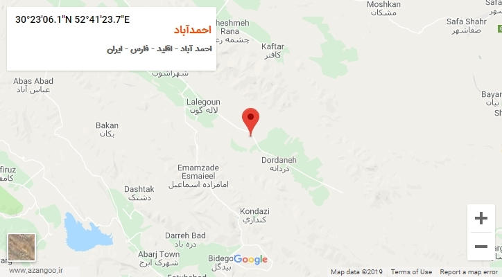 روستای احمدآباد بر روی نقشه