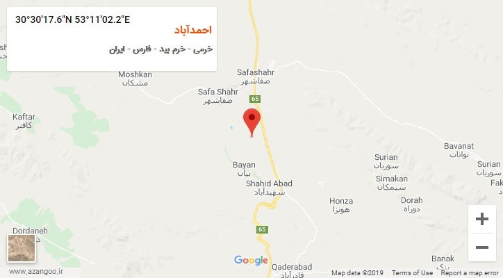 روستای احمدآباد بر روی نقشه