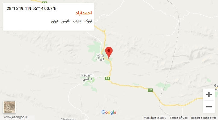 روستای احمدآباد بر روی نقشه