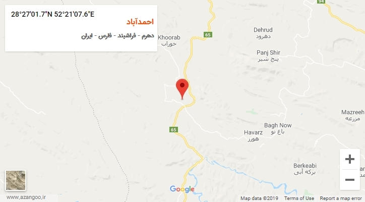 روستای احمدآباد بر روی نقشه