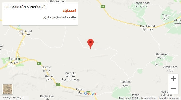 روستای احمدآباد بر روی نقشه