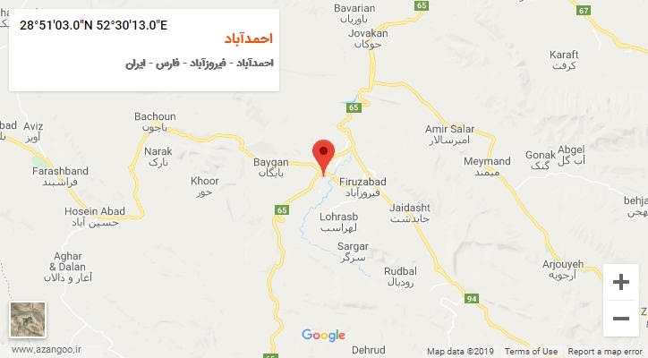 روستای احمدآباد بر روی نقشه