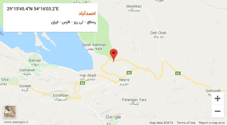 روستای احمدآباد بر روی نقشه