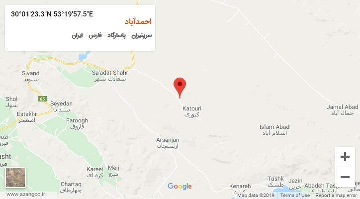 روستای احمدآباد بر روی نقشه