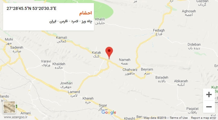 روستای احشام بر روی نقشه