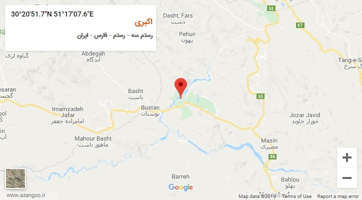 روستای اکبری بر روی نقشه