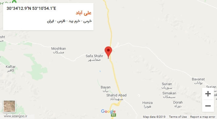 روستای علی آباد بر روی نقشه