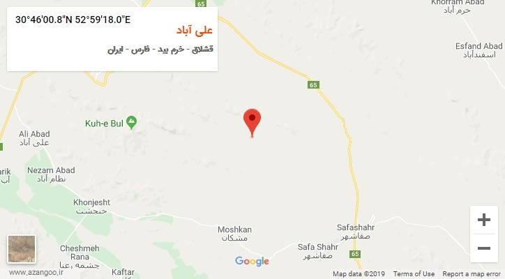 روستای علی آباد بر روی نقشه