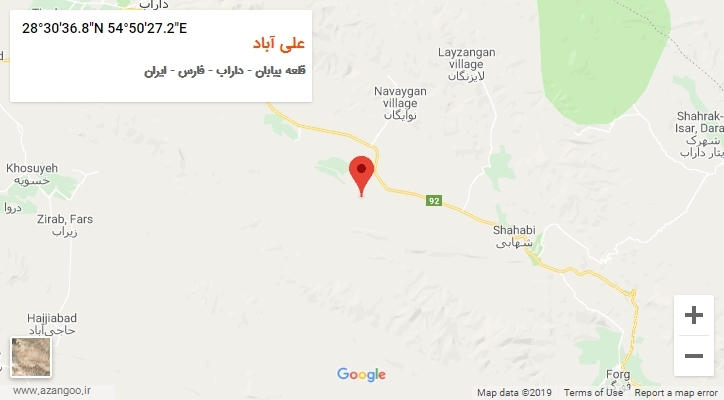 روستای علی آباد بر روی نقشه