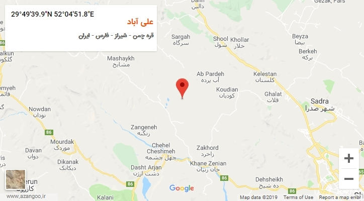 روستای علی آباد بر روی نقشه