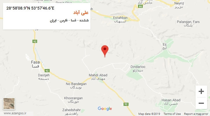 روستای علی آباد بر روی نقشه