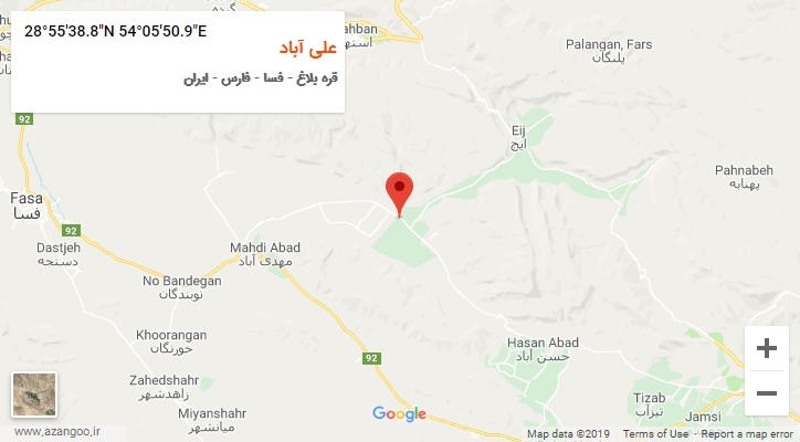 روستای علی آباد بر روی نقشه