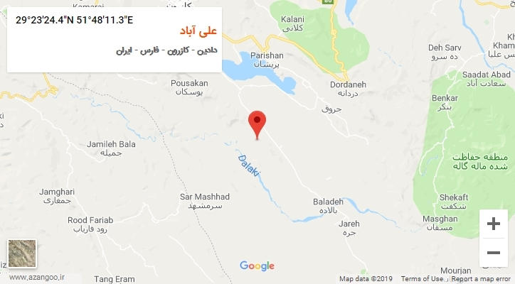 روستای علی آباد بر روی نقشه